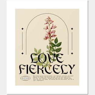 Love Fiercely Floral Wildflower Wild Flowers Posters and Art